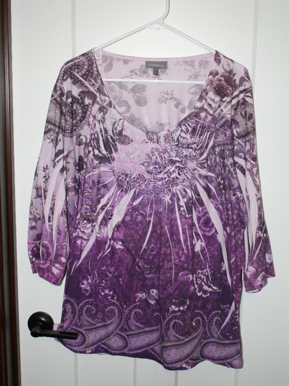 Essentials, Purple Floral Tunic, Size 3X